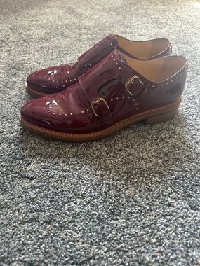 Patent Leather Double Monk Loafers in Burgundy